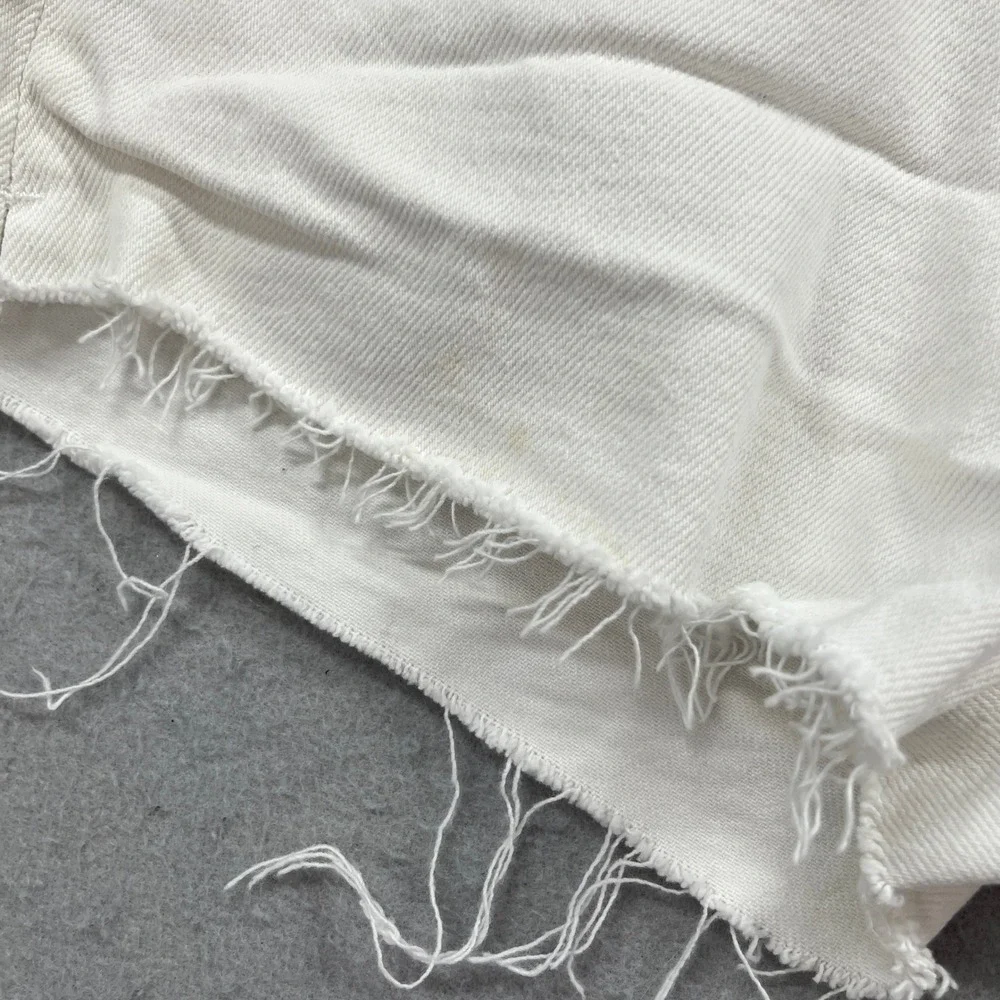 Just Black Denim JBD Shorts Womens XS White Jorts Frayed Raw Hem Summer Festival